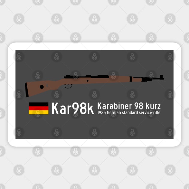 Kar98k Karabiner 98 kurz 1935 German standard service rifle historical German weapon white Magnet by FOGSJ